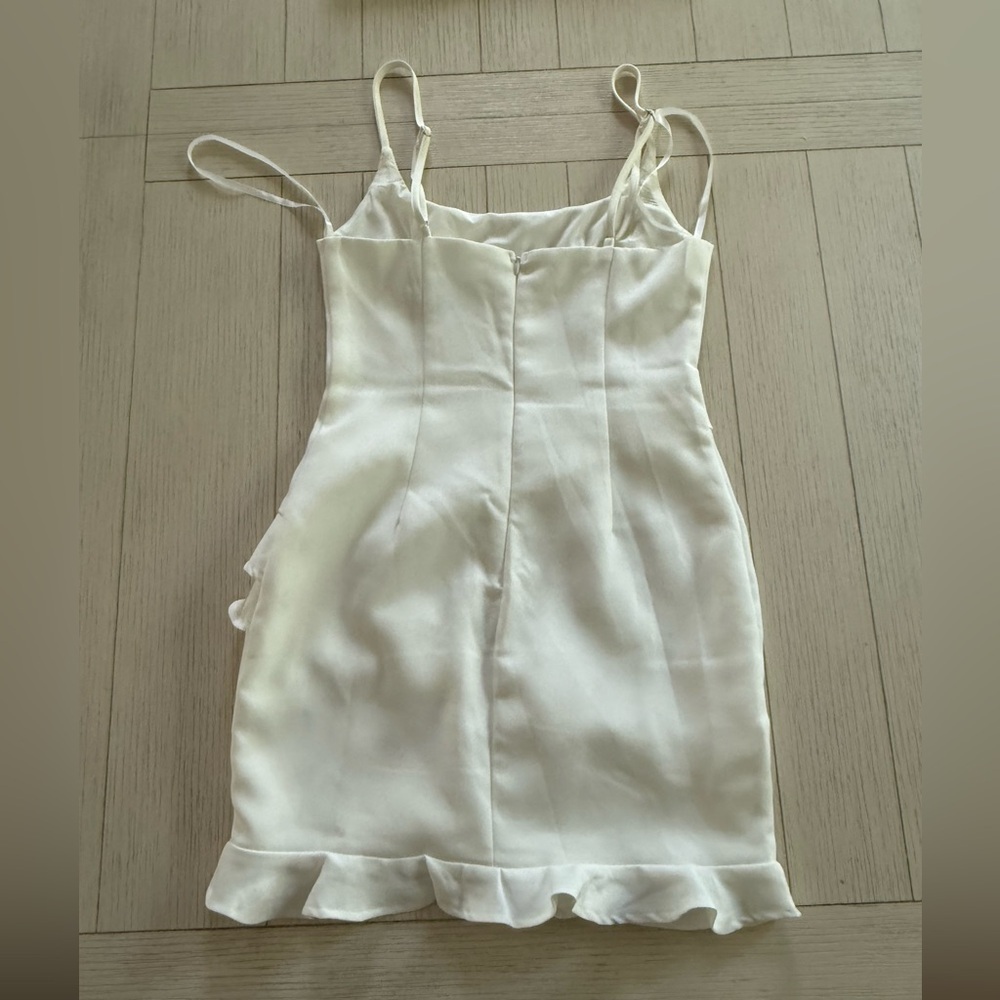 Hello Molly White Asymmetrical Ruffled Sheath Dress - Picture 2 of 3